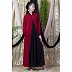 Collared Casual abaya - Red-Black color